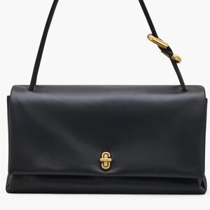 Marc Jacobs Black Leather Shoulder Bag with Gold Hardware